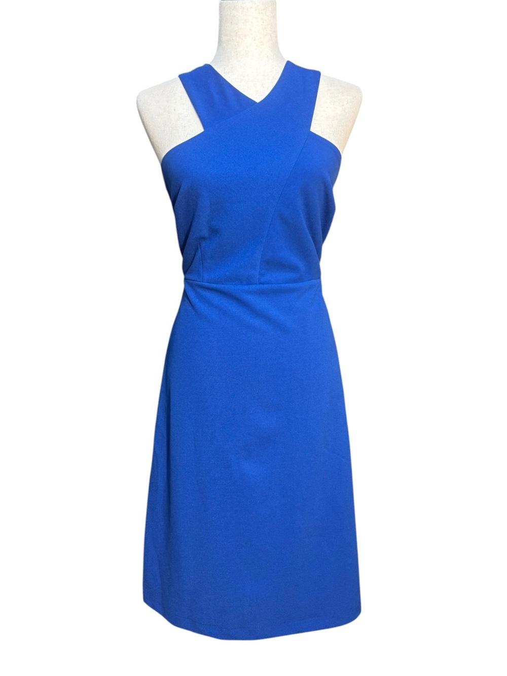 NWT Sam Edelman Cobalt Blue Cross Halter Sheath Dress Size 10